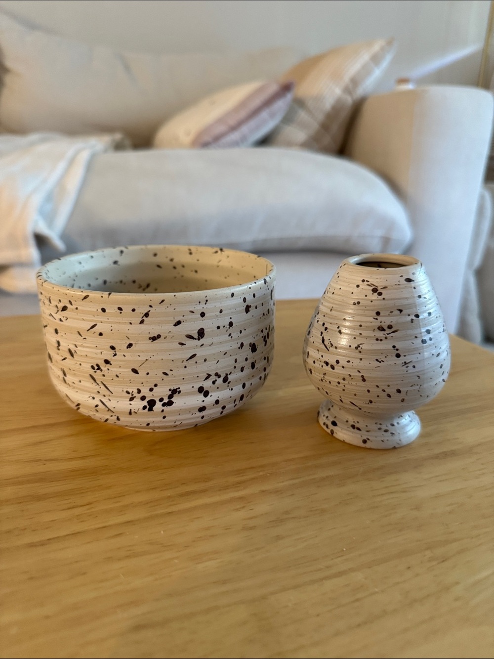 World Market Speckled Matcha Bowl and Whisk Holder